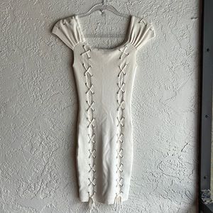 Guess cream colored sweater dress with lace up detail
